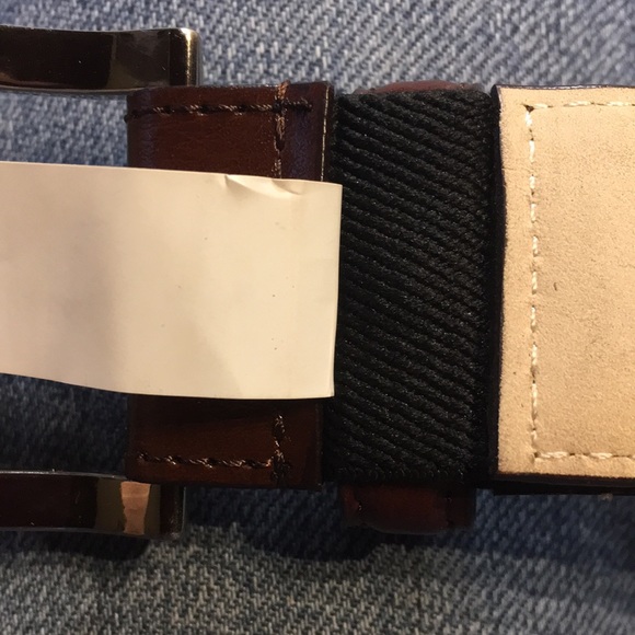 Handsome mahogany brown belt with brushed metal square buckle. - Picture 3 of 9